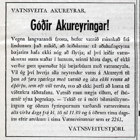 Augl�sing um vatnsskort