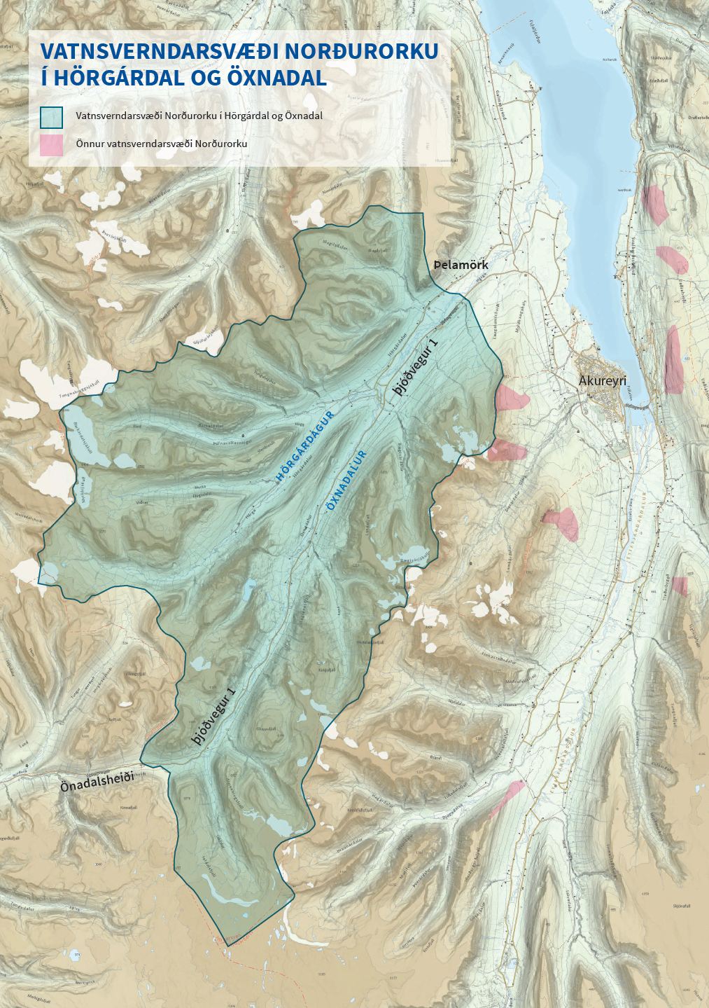 Vatnsverndarsvæði Norðurorku hf. kort