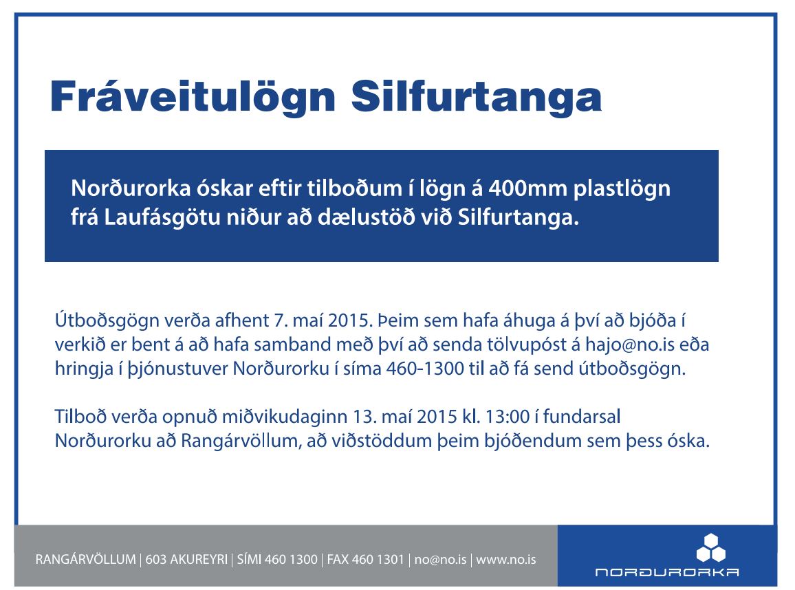Útboð á endurnýjun fráveitulagnar maí 2015