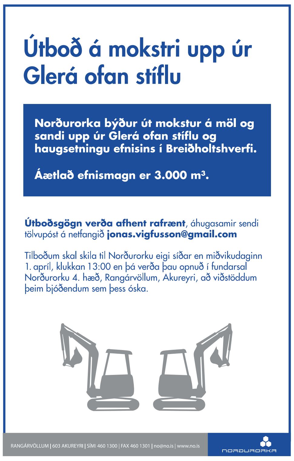útboð á mokstri upp úr Glerá ofan stíflu