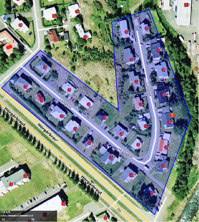 Vatnsveita lokunarsvæði 13 maí Lyngholt 