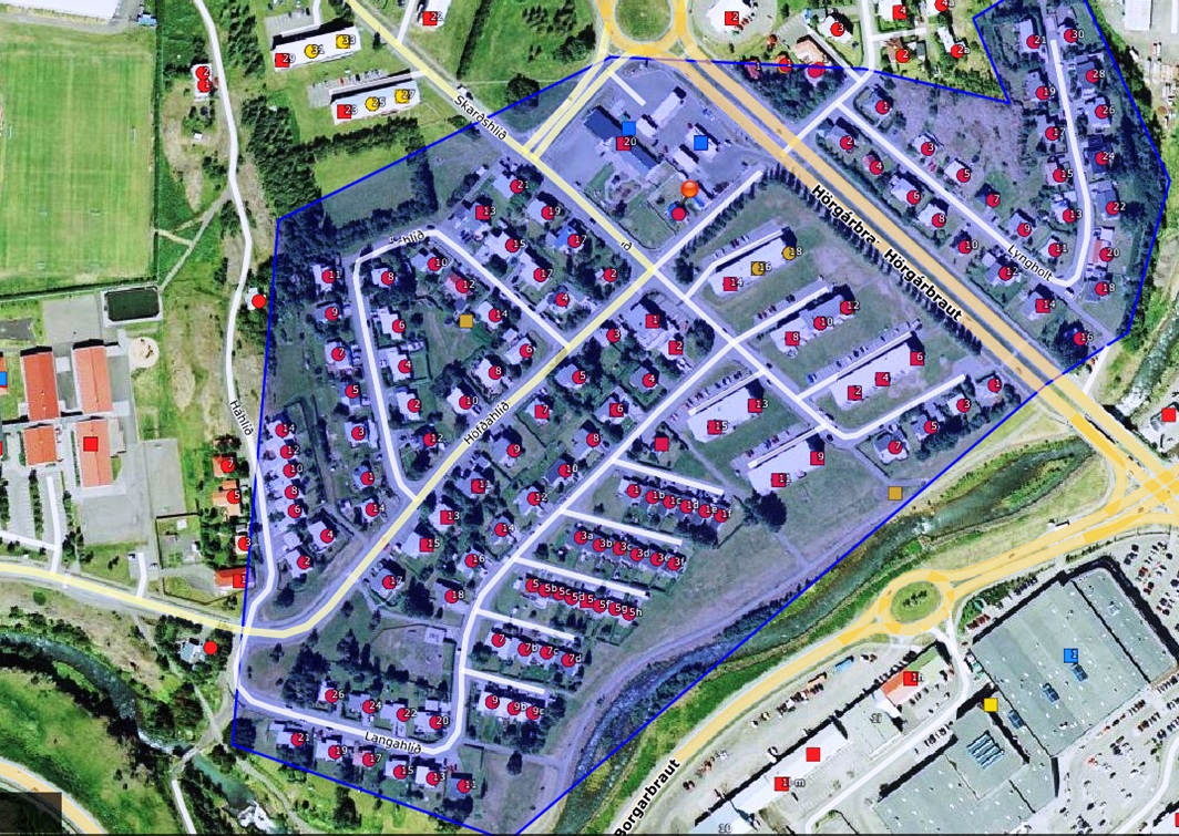 Lokunarsvæði vatnsveitu 2. maí 2014 - hluti Hlíðarhverfis