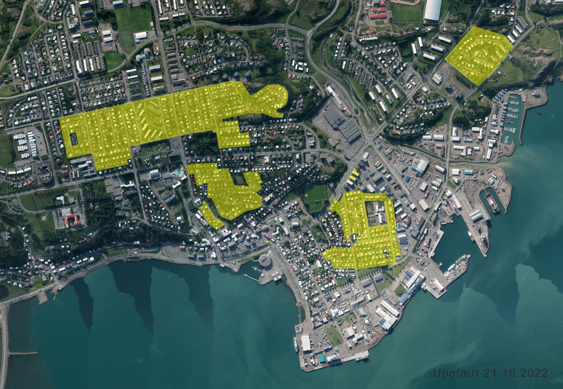 Mynd af dreifingu á tveimur mismunandi spennukerfum á Akureyri.