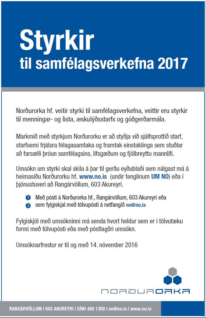 Auglýsing um styrki Norðurorku hf. til samfélagsverkefna