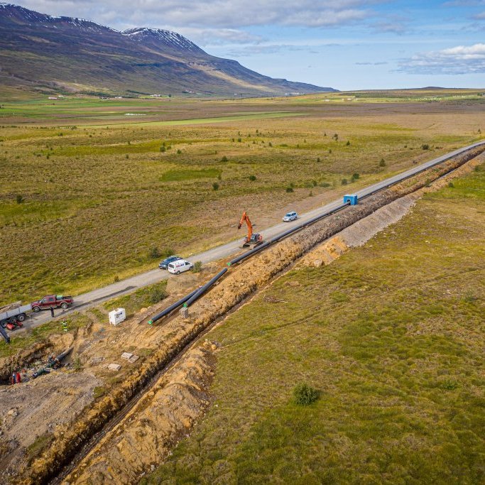 Hjalteyrarlögn - Tengivinna á Hjalteyri í ágúst 2019. Mynd: Auðunn Níelsson