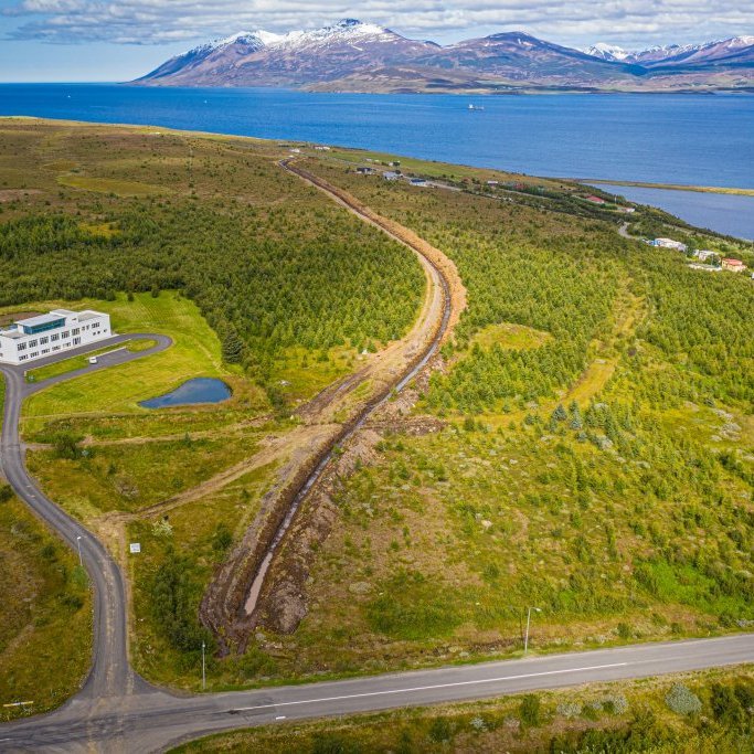 Hjalteyrarlögn - Tengivinna á Hjalteyri í ágúst 2019. Mynd: Auðunn Níelsson