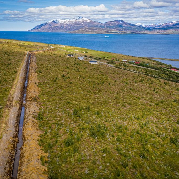 Hjalteyrarlögn - Tengivinna á Hjalteyri í ágúst 2019. Mynd: Auðunn Níelsson