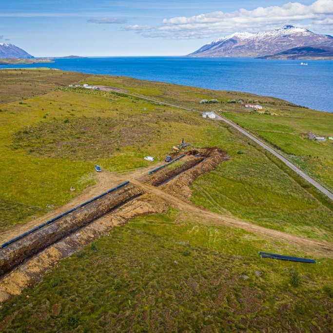 Hjalteyrarlögn - Tengivinna á Hjalteyri í ágúst 2019. Mynd: Auðunn Níelsson