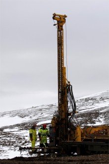 Frá borun rannsóknarhola á Glerárdal