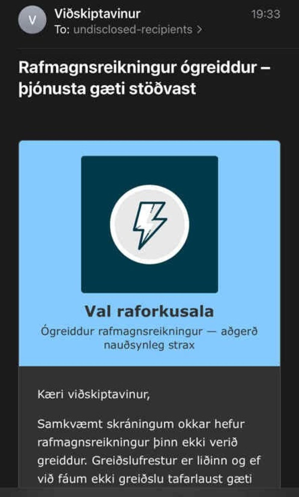 Varúð - svikapóstur í umferð