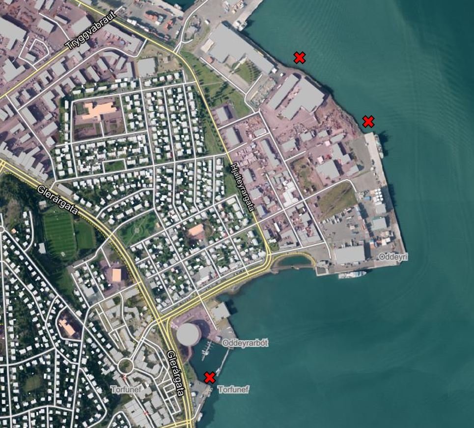 Dælustöðvar fráveitu á yfirfall - 8. júní kl. 8.00 og 12.00