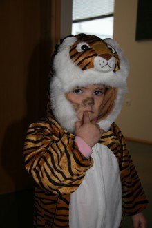 Þetta tígrisdýr var meðal gesta á öskudaginn