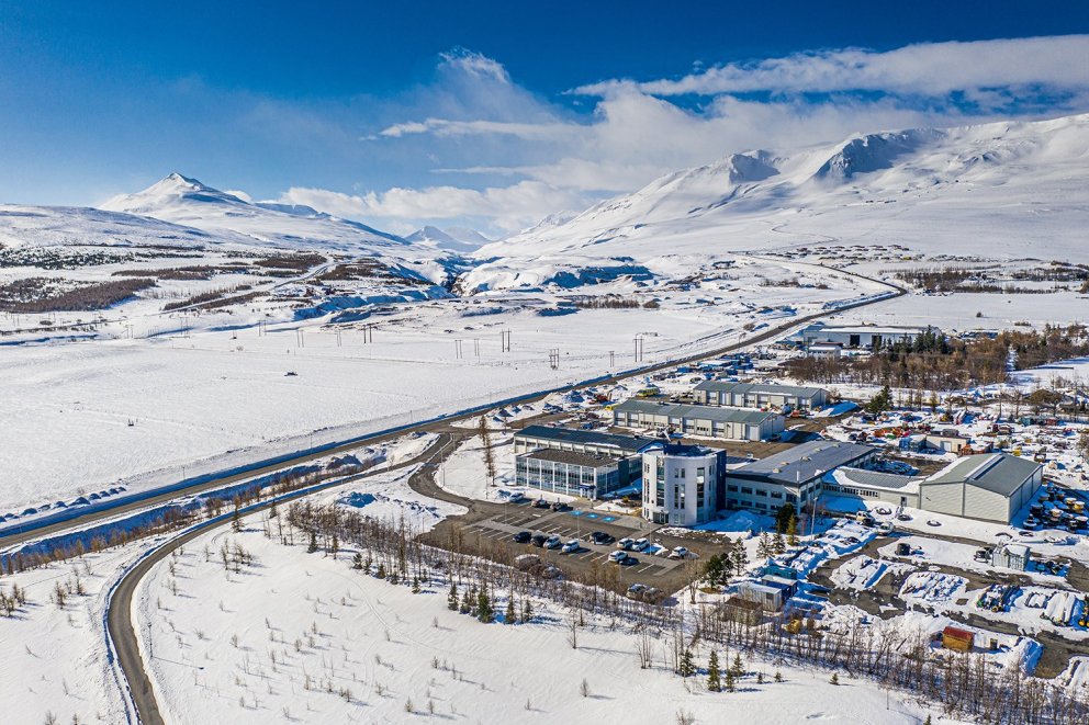 Höfuðstöðvar Norðurorku að vetrarlagi.