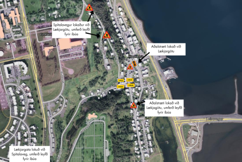 Framkvæmdir og götulokanir í kringum Lækjargötu