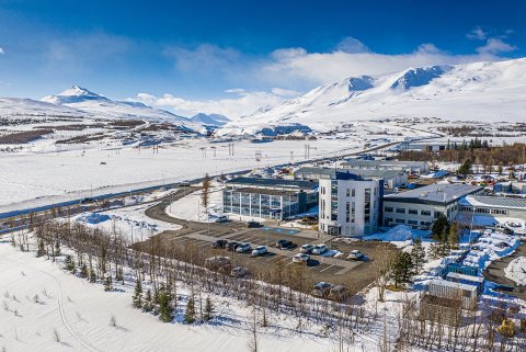 Höfuðstöðvar Norðurorku að vetrarlagi.