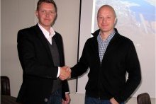 Geir Kristinn býður Ágúst Torfa velkominn