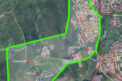 Mynd af áhrifasvæði bilunarinnar